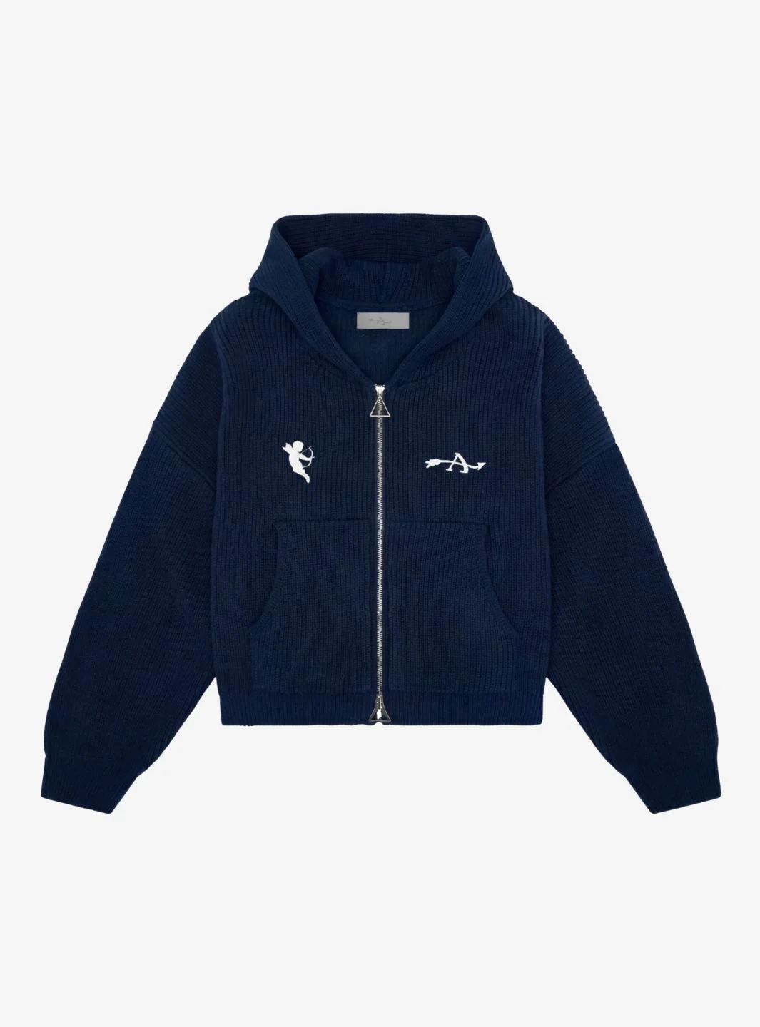 Appreciate Knitted Zip Up Hooded Navy Blue
