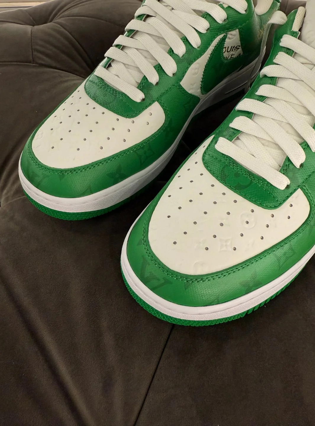 Louis Vuitton Nike Air Force 1 Low By Virgil Abloh White Green - Usato 9.9/10 - Image 11