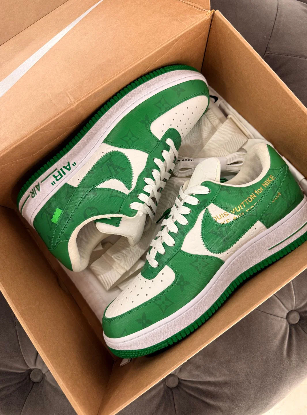 Louis Vuitton Nike Air Force 1 Low By Virgil Abloh White Green - Usato 9.9/10 - Image 21