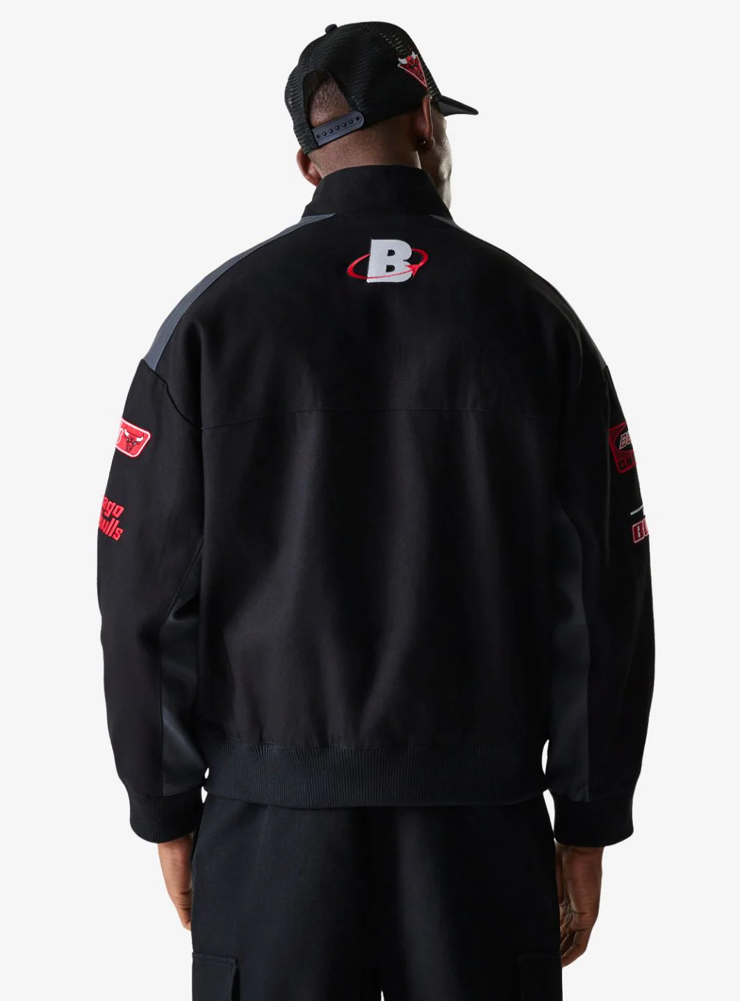 New Era Chicago Bulls NBA Black Motorsports Jacket - Image 2