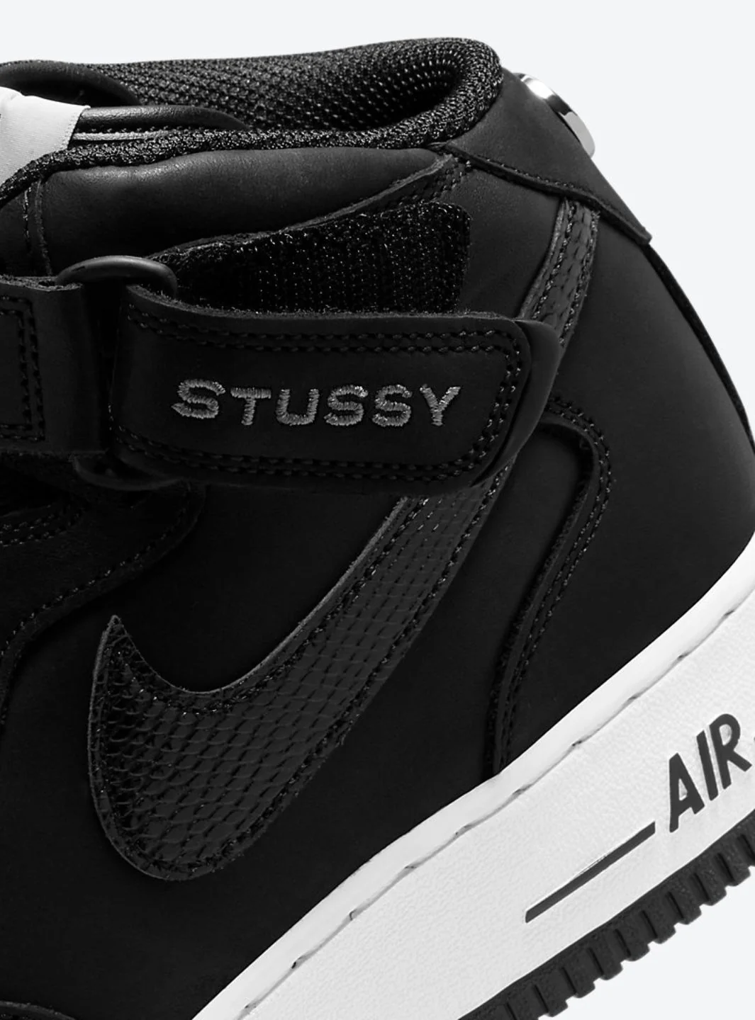 Nike Air Force 1 Mid Stussy Black White - Image 7