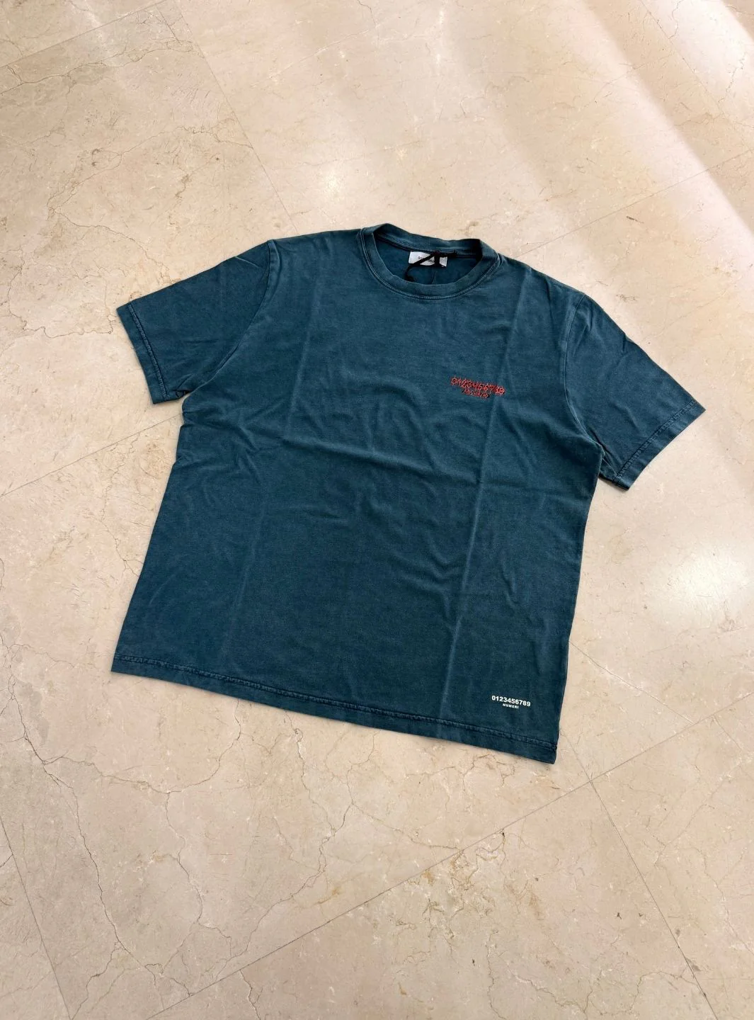 Numeri Archivio T-Shirt Deep Teal Green Red - Image 3