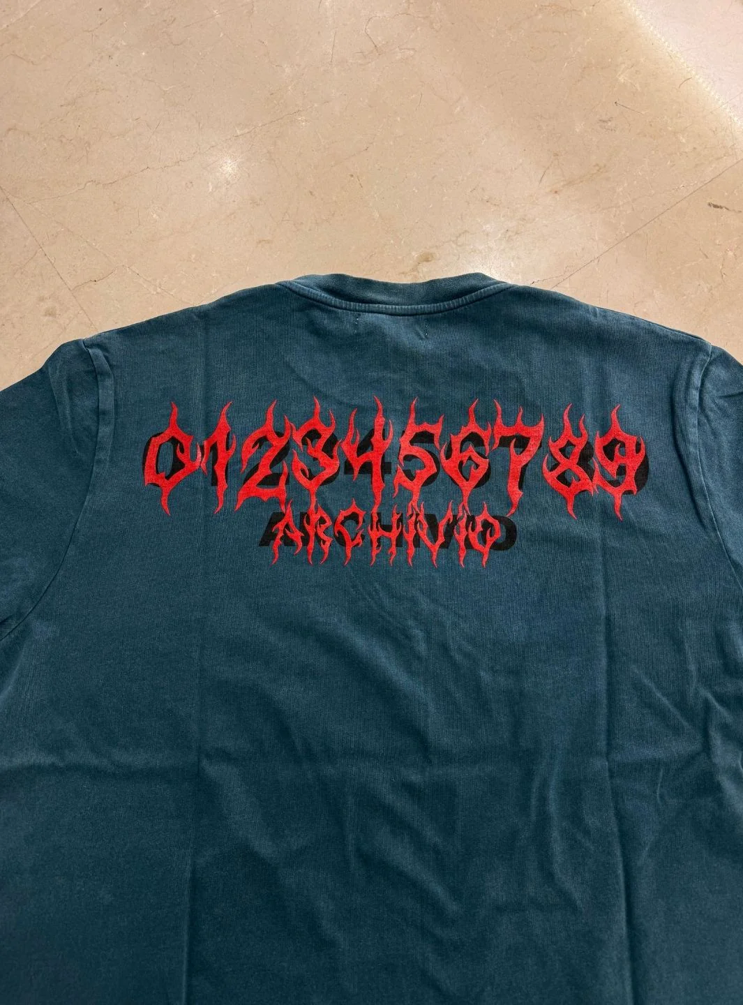Numeri Archivio T-Shirt Deep Teal Green Red - Image 5