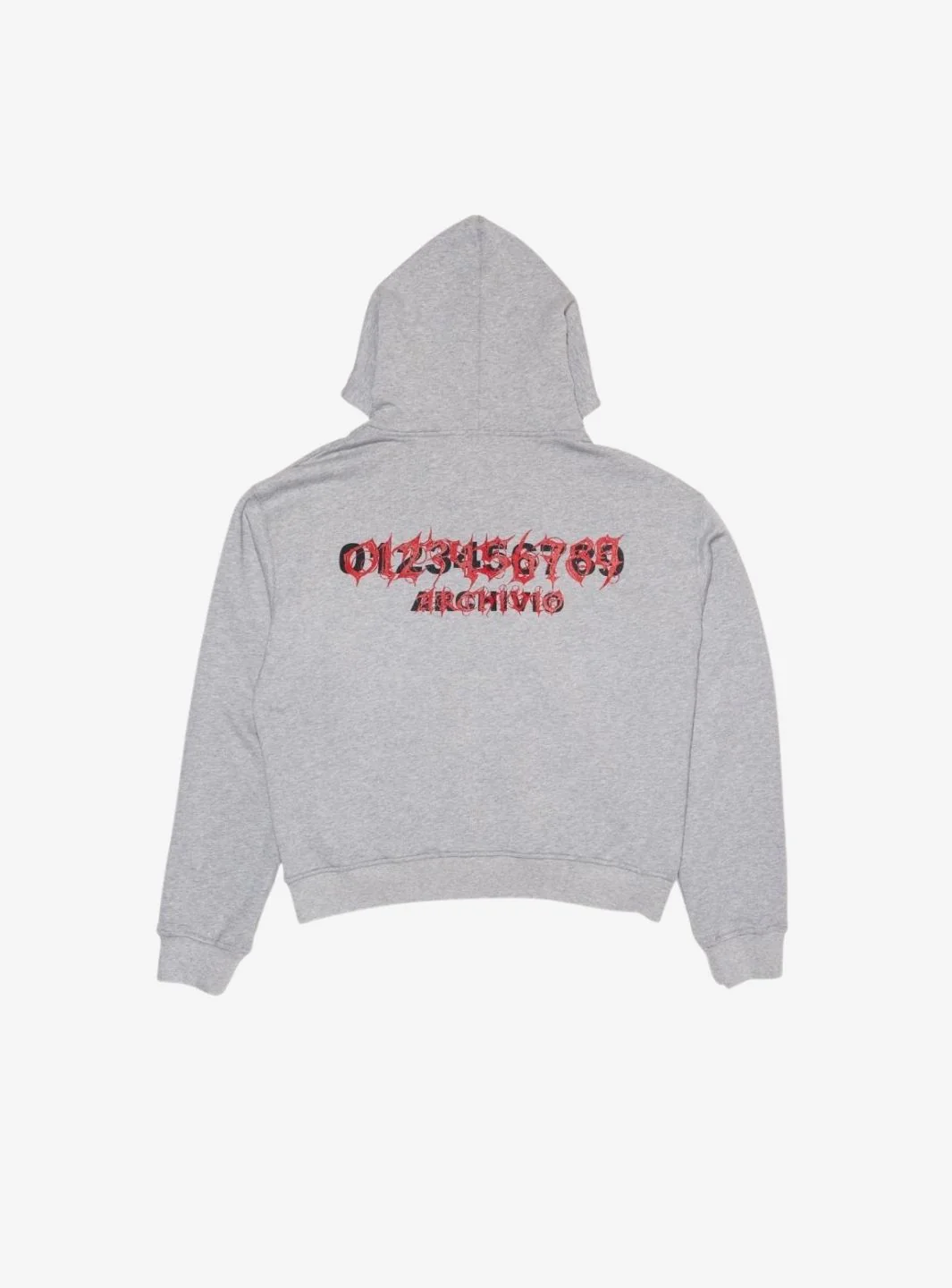 Numeri Archivio Zip Up Hooded Sweatshirt Grey Melange Red - Image 2