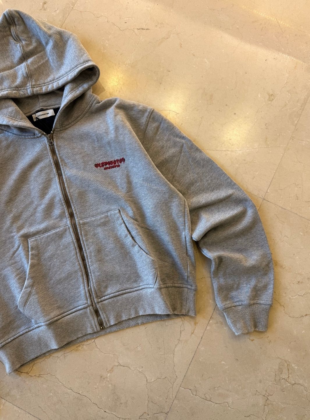 Numeri Archivio Zip Up Hooded Sweatshirt Grey Melange Red - Image 5