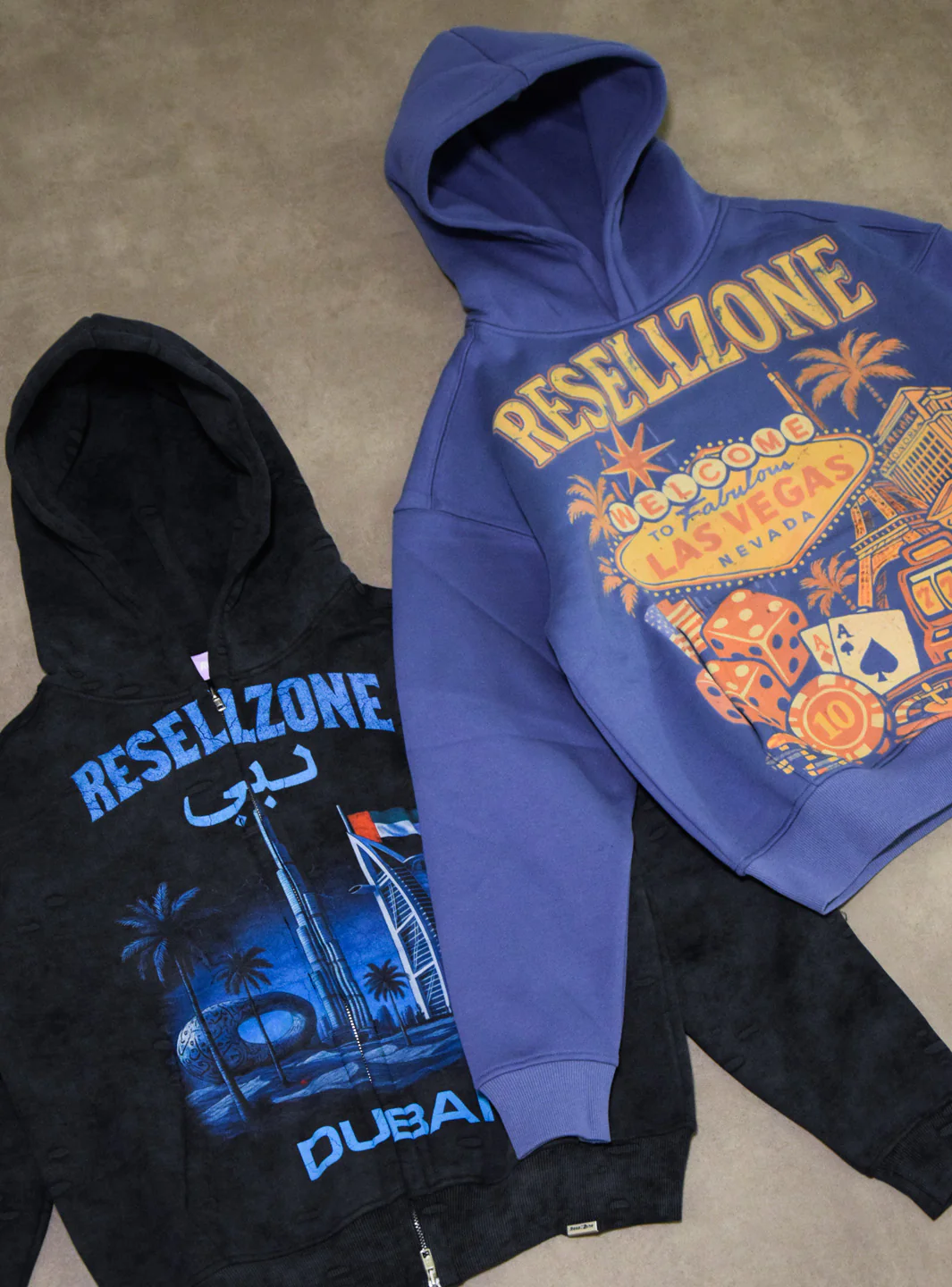 ResellZone Dubai Zip Up Hooded Sweatshirt Washed Black - Image 8