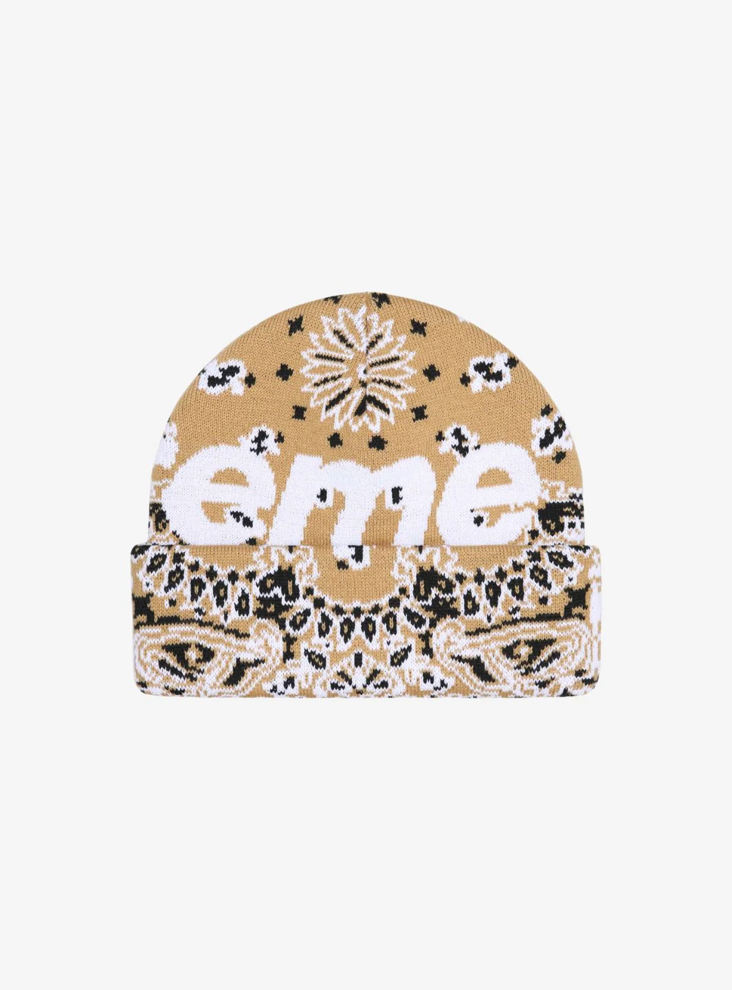 Supreme Bandana Big Logo Beanie Beige - Image 2