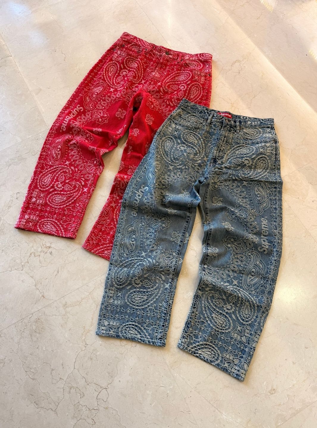 Supreme Bandana Jacquard Baggy Jeans Blue - Image 9