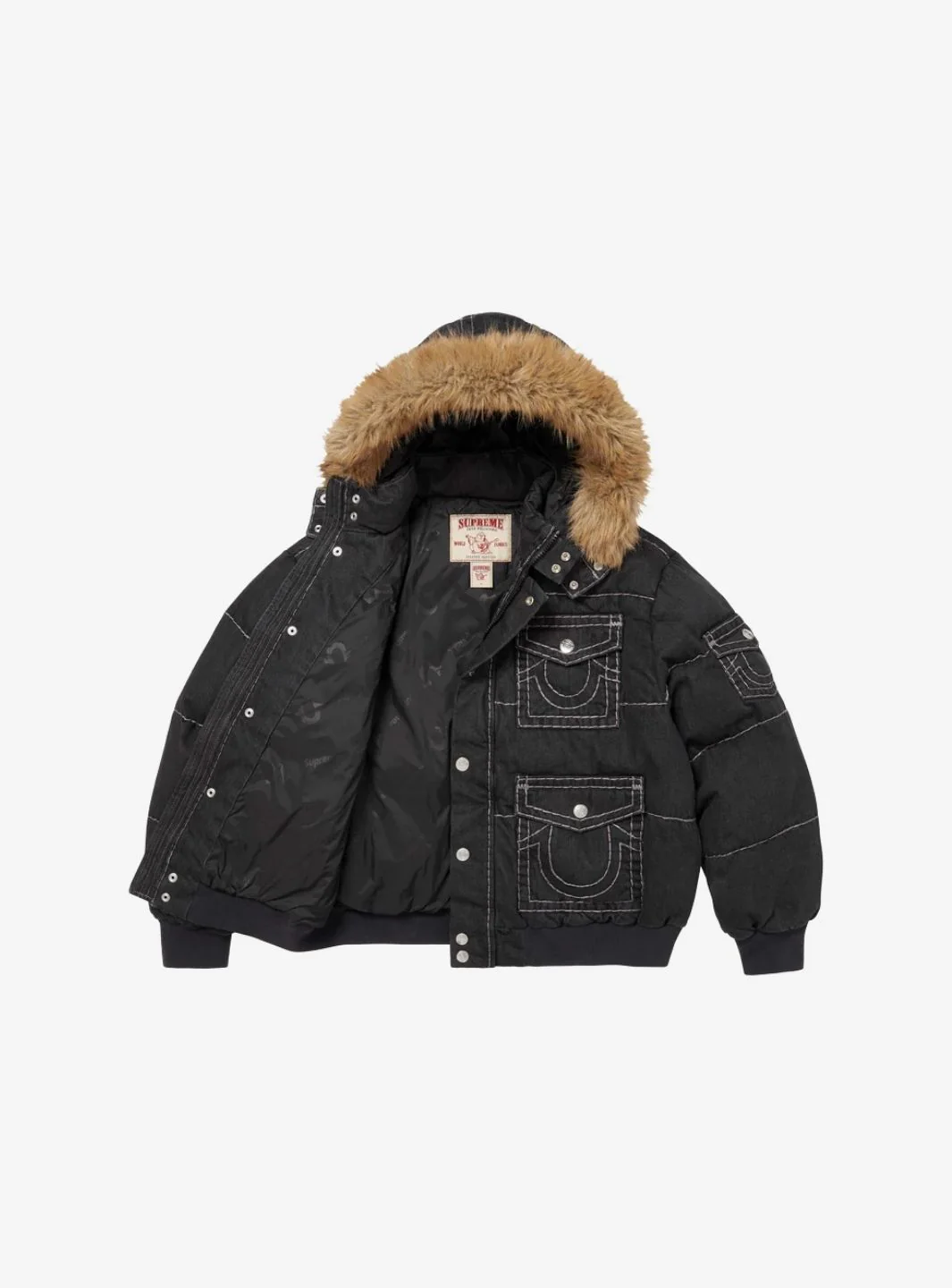 Supreme True Religion Puffer Jacket Black - Image 2