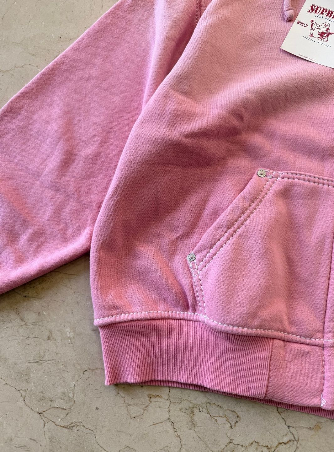 Supreme True Religion Zip Up Hooded Sweatshirt Pink (FW25) - Image 7