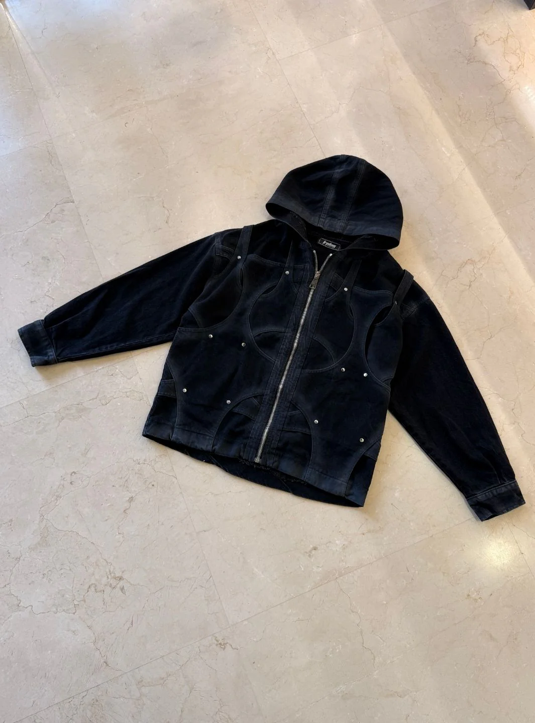 Trap Denim Washed Denim Intertwined Jacket - Image 2