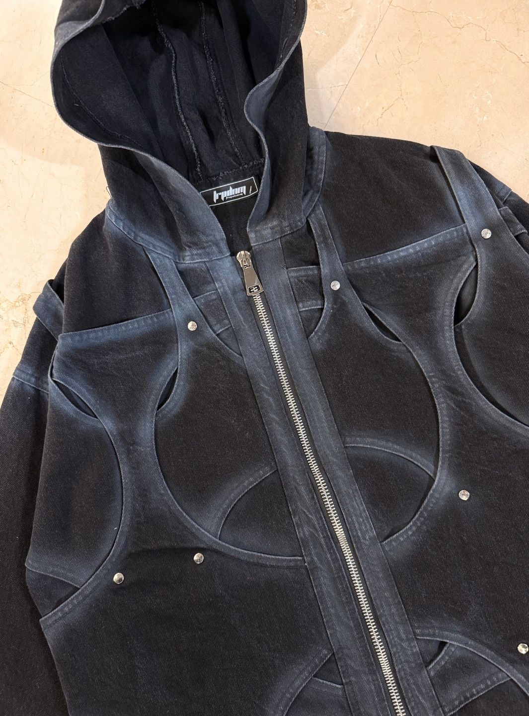 Trap Denim Washed Denim Intertwined Jacket - Image 3