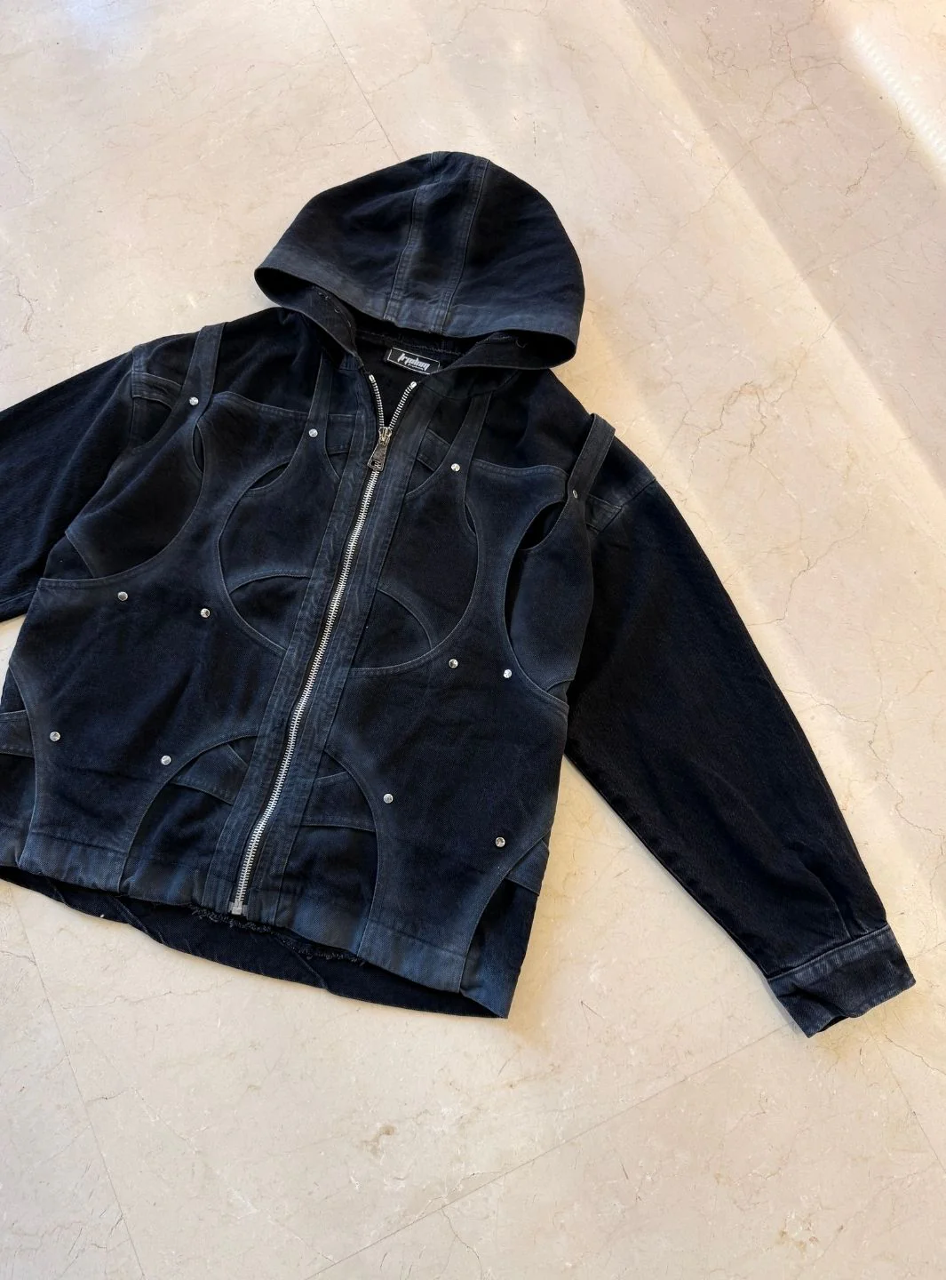 Trap Denim Washed Denim Intertwined Jacket - Image 4