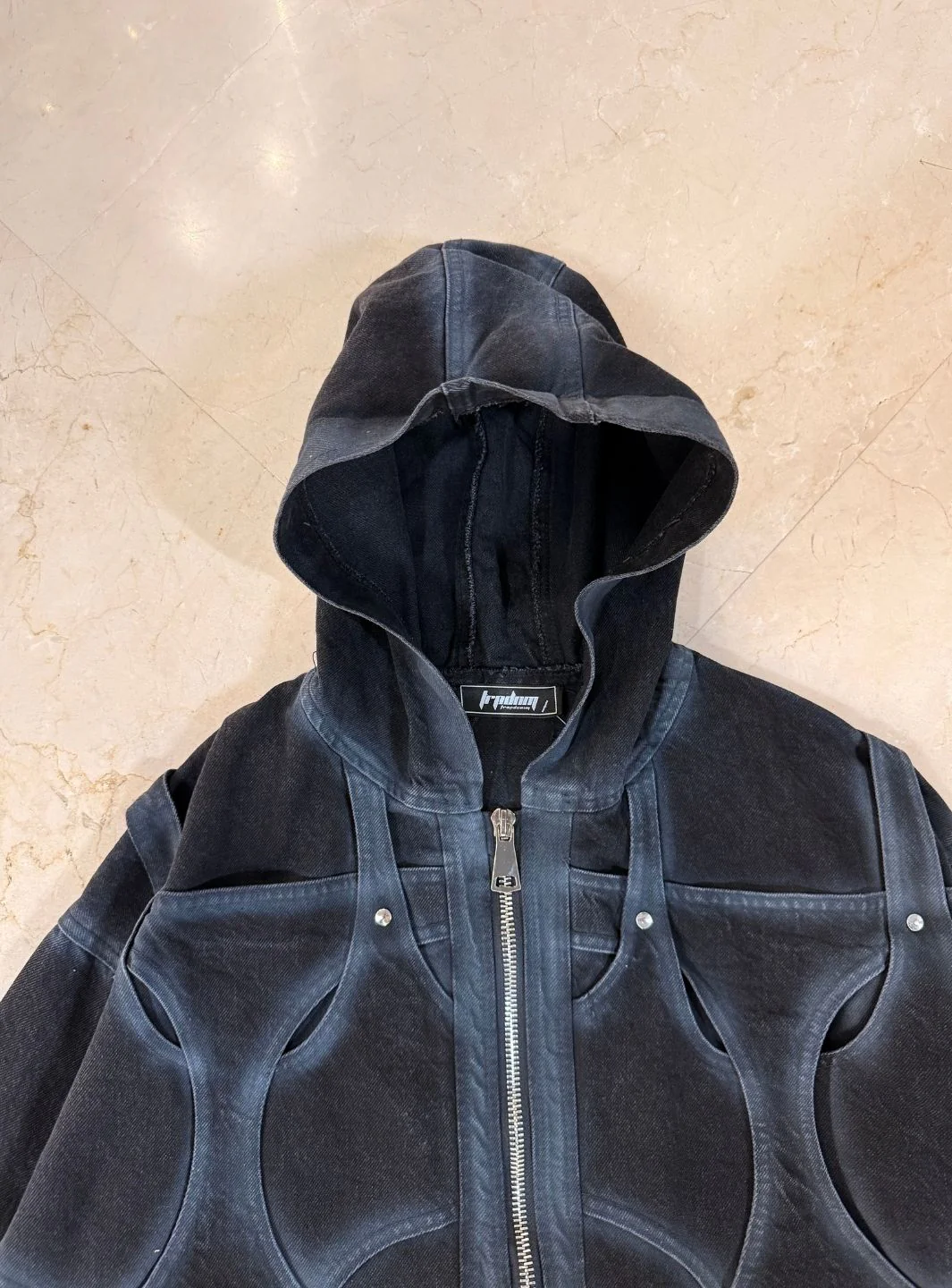 Trap Denim Washed Denim Intertwined Jacket - Image 5